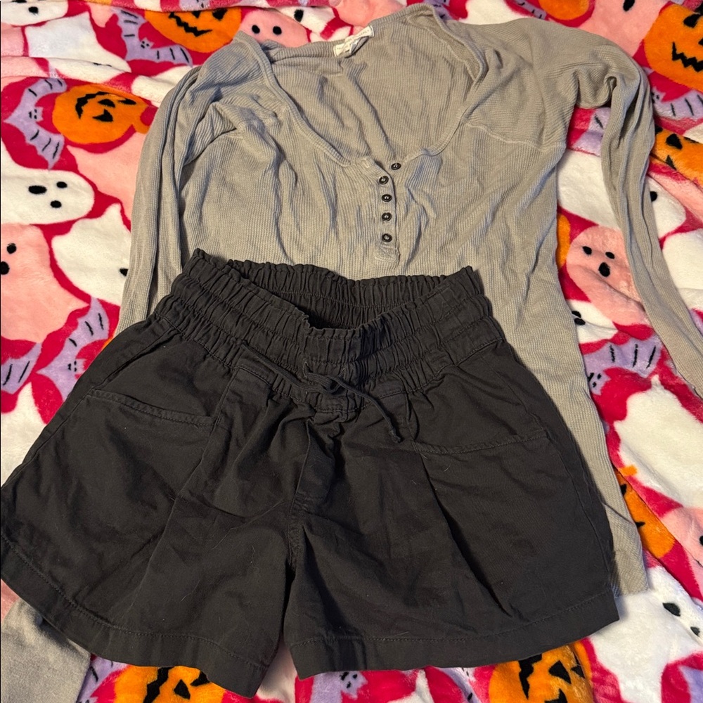 Aerie Charcoal shorts urban outfitters Long Sleeve Top